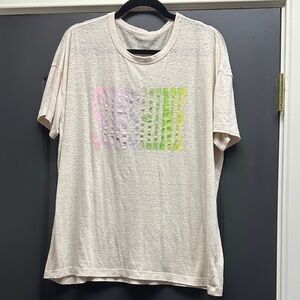 Aerie Cream Graphic Tee with Pastel Accents